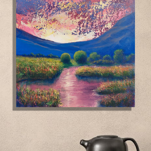 Csendes újrakezdés - Eredeti, texturált, absztrakt tájkép, olajfestmény - Meska.hu