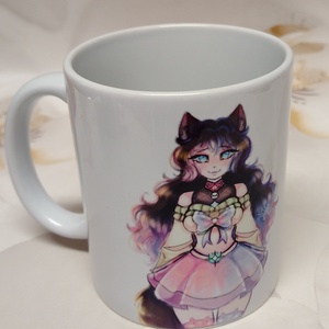 Macskanő bögre - egyedi művészi grafikával  - otthon & életmód - konyhafelszerelés, tálalás - tálalás - bögre & csésze - Meska.hu