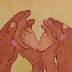 Szeretet pillanata  kézzel festett akrilkép 30x40 cm - Meska.hu