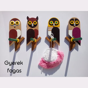 Gyerek fogas készlet, bagoly család fali akasztó - otthon & életmód - bútor - fogas - Meska.hu