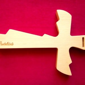 Modern fali kereszt, fából készült feszület, felirat választható - otthon & életmód - vallás - kereszt - Meska.hu