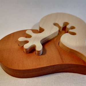 Szív alakú dekoráció, szívecske formájú puzzle fából, asztal dísz - otthon & életmód - dekoráció - dísztárgy - Meska.hu