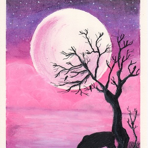 Purple Moon - művészet - festmény - pasztell - Meska.hu