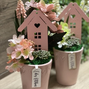 Házikós dísz rózsaszín táblával, Otthon & Életmód, Dekoráció, Asztal és polc dekoráció, Asztaldísz, , MESKA