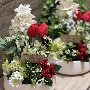 Tavaszi asztaldísz piros - Meska.hu