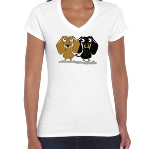 Tacskó páros fehér női pólón , Ruha & Divat, Női ruha, Póló, felső, Fotó, grafika, rajz, illusztráció, MESKA