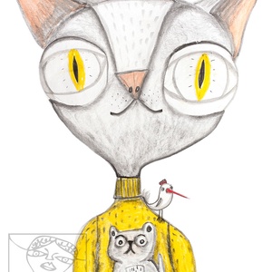 Városi kandúr - macskás női póló, V-nyakú  - ruha & divat - női ruha - póló, felső - Meska.hu