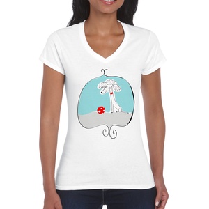 Uszkár - kutyás női póló, V-nyakú , Ruha & Divat, Női ruha, Póló, felső, Fotó, grafika, rajz, illusztráció, MESKA