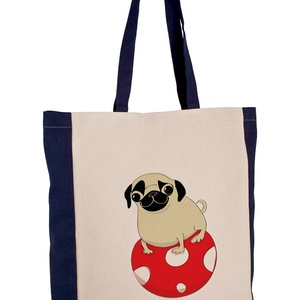 Mopsz -  kutyás vászontáska, strandtáska, Táska & Tok, Kézitáska & válltáska, Nagy pakolós táska, Fotó, grafika, rajz, illusztráció, MESKA