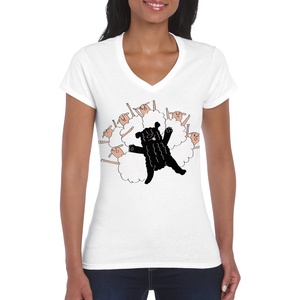 Puli táncegyüttes  - kutyás női póló, V-nyakú , Ruha & Divat, Női ruha, Póló, felső, Fotó, grafika, rajz, illusztráció, MESKA