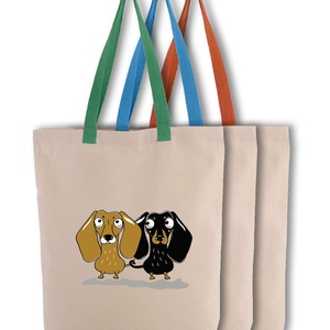 Tacskó páros! - natur vászontáska szines fullel, Táska & Tok, Kézitáska & válltáska, Nagy pakolós táska, Fotó, grafika, rajz, illusztráció, MESKA