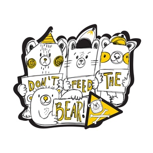 A medvéket etetni TILOS! sárga póló mindenkinek - ruha & divat - férfi ruha - póló - Meska.hu