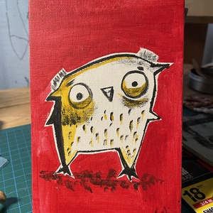 Bagoly - kis akril festmeny - Meska.hu