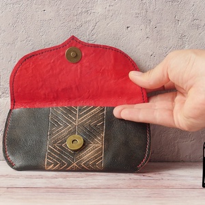 Fekete-piros tárca, zsepitartó, bérlettok - táska & tok - pénztárca & más tok - kártyatartó & irattartó - Meska.hu