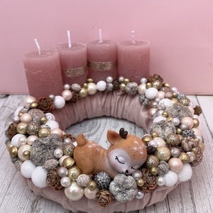 Adventi koszorú (rózsaszín bambis) - Meska.hu