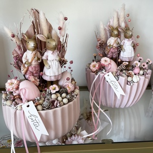 Nyuszis asztaldísz, Ünnepi díszek, dekorációk, Húsvéti díszek és dekorációk, Húsvéti asztaldíszek, Virágkötés, MESKA