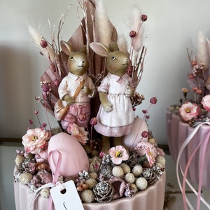 Nyuszis asztaldísz - ünnepi díszek, dekorációk - húsvéti díszek és dekorációk - húsvéti asztaldíszek - Meska.hu