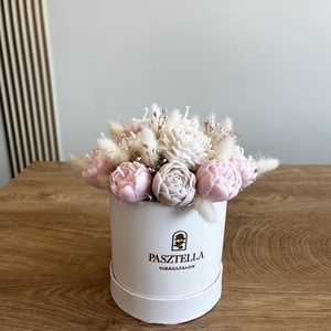 Szójaviasz doboz (szárított virágokkal), Kellékek & szerszámok, Vegyes alapanyag, Gyertya alapanyag, Szójaviasz gyertya alapanyag, Virágkötés, MESKA