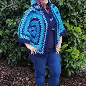 Boho styl horgolt kardigán türkiz - ruha & divat - női ruha - pulóver - Meska.hu