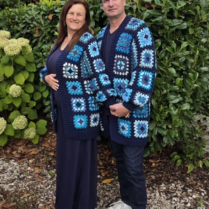 Erka  Kabátmesék:  Kettenkékben páros kabátok - ruha & divat - női ruha - kardigánok - Meska.hu