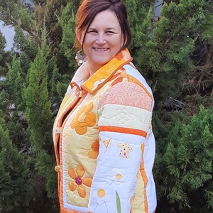 Erka -Kabátmesék: Naracsos virágok 42/44-es méret - ruha & divat - női ruha - kabát - Meska.hu