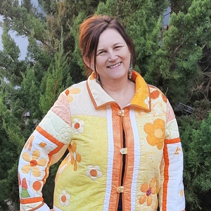 Erka -Kabátmesék: Naracsos virágok 42/44-es méret - ruha & divat - női ruha - kabát - Meska.hu