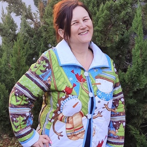 Erka -Kabátmesék: Hóemberkék 42/44-es méret - ruha & divat - női ruha - kabát - Meska.hu