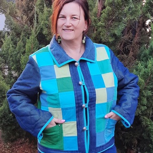 Erka -Kabátmesék: Kék-zöld farmerek 42/44-es méret - ruha & divat - női ruha - kabát - Meska.hu