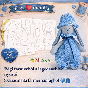 Nyuszi pdf szabásminta - videóval, DIY (Csináld magad), Szabásminta, útmutató, Szabásminta, Varrás, MESKA