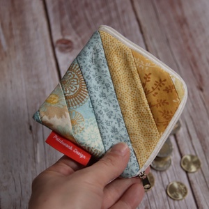 Patchwork pénztárca - kék-sárga virágmintás -3 - táska & tok - pénztárca & más tok - pénztárca - női pénztárca - Meska.hu