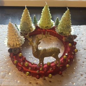 Szarvasos adventi koszorú , Karácsony, Adventi díszek, Adventi koszorú, , MESKA