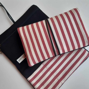 Csíkos szett - Totebag és dohánytasak  - táska & tok - pénztárca & más tok - dohánytasak & szütyő - Meska.hu