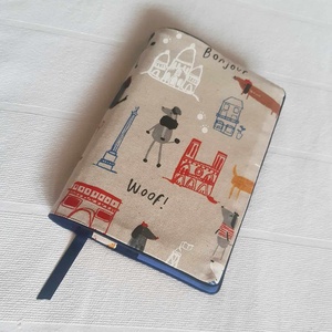 Könyvkabát -Paris, Bonjour, Woof - otthon & életmód - papír, írószer - könyv- és füzetborító - Meska.hu
