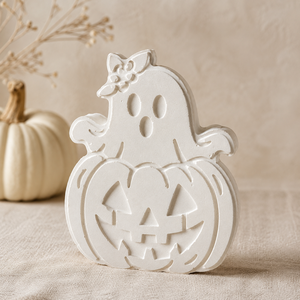 Halloween festőszett � tökbe bújt szellem, kézzel öntött gipszfigura - diy (csináld magad) - egységcsomag - Meska.hu