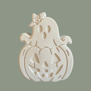 Halloween festőszett � tökbe bújt szellem, kézzel öntött gipszfigura - diy (csináld magad) - egységcsomag - Meska.hu