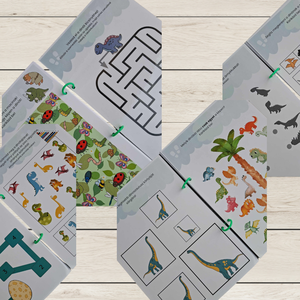 Dínó kaland  Fejlesztő játékos csendeskönyv 4-7 éveseknek - játék & sport - készségfejlesztő és logikai játék - oktató játékok - Meska.hu