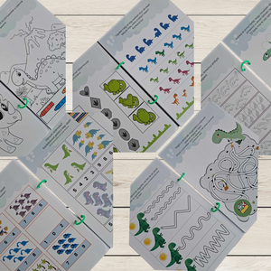 Dínó kaland  Fejlesztő játékos csendeskönyv 4-7 éveseknek - játék & sport - készségfejlesztő és logikai játék - oktató játékok - Meska.hu