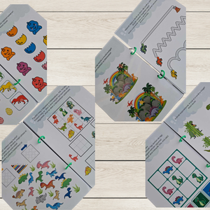 Dínó kaland  Fejlesztő játékos csendeskönyv 4-7 éveseknek - játék & sport - készségfejlesztő és logikai játék - oktató játékok - Meska.hu