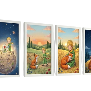 A kis herceg � 4 darabos falikép sorozat, mesés illusztráció - baba - mama - babaszoba dekoráció - babaposzter - Meska.hu