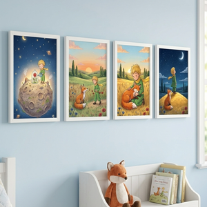 A kis herceg � 4 darabos falikép sorozat, mesés illusztráció - baba - mama - babaszoba dekoráció - babaposzter - Meska.hu