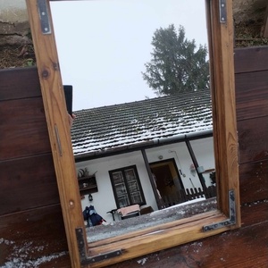 Tükör régi ablakkeretből 68x48 cm, Otthon & Lakás, Dekoráció, Tükör, Mindenmás, Meska