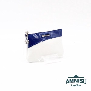 Fehér - sötétkék lakk ívelt egy cipzáras swarovski köves kulcstartó D3002, Táska & Tok, Kulcstartó & Táskadísz, Kulcstartó, , MESKA