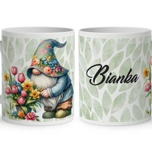 Névvel kérhető - Cuki manó és a tavaszi virágok mintás bögre, Otthon & Életmód, Konyhafelszerelés, tálalás, Tálalás, Bögre & Csésze, , MESKA