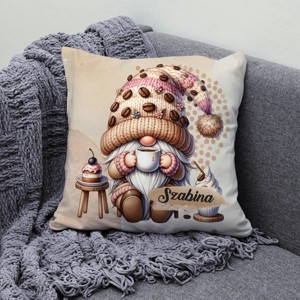Névvel kérhető - Kávés manó sütikével mintás párna - otthon & életmód - lakástextil - párna & párnahuzat - díszpárna (belsővel együtt) - Meska.hu