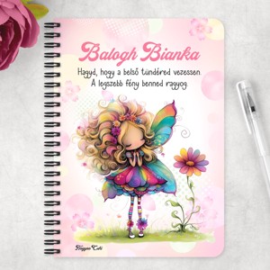 Személyre szabható - Cuki virág tündér mintás A5-ös füzet - otthon & életmód - papír, írószer - jegyzetfüzet & napló - Meska.hu