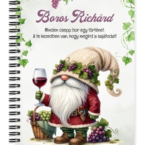 Személyre szabható - A legjobb borász manó koccintsunk mintás A5-ös füzet, Otthon & Életmód, Papír, írószer, Jegyzetfüzet & Napló, , MESKA