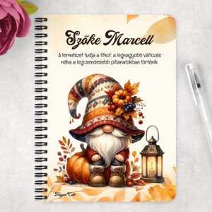 Személyre szabható - Cuki őszi manó mintás A5-ös füzet - otthon & életmód - papír, írószer - jegyzetfüzet & napló - Meska.hu