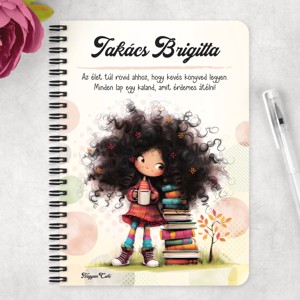 Személyre szabható - Kávé és könyvek őszi Könyvmoly lány mintás A6-os füzet - otthon & életmód - papír, írószer - jegyzetfüzet & napló - Meska.hu