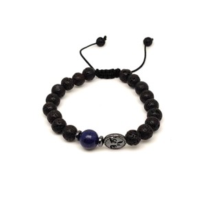 Bazalt életfa karkötő Lapis lazuli gyönggyel 8 mm, Ékszer, Karkötő, Ásványkarkötő, , MESKA