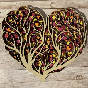 Szív alakú szerelem fa, fali dísz, fali kép - Meska.hu